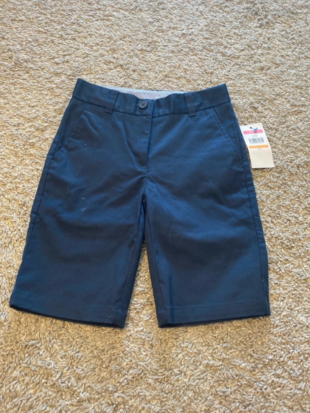 Tommy Hilfiger Navy Girls' Flat-Front Chino Uniform Shorts